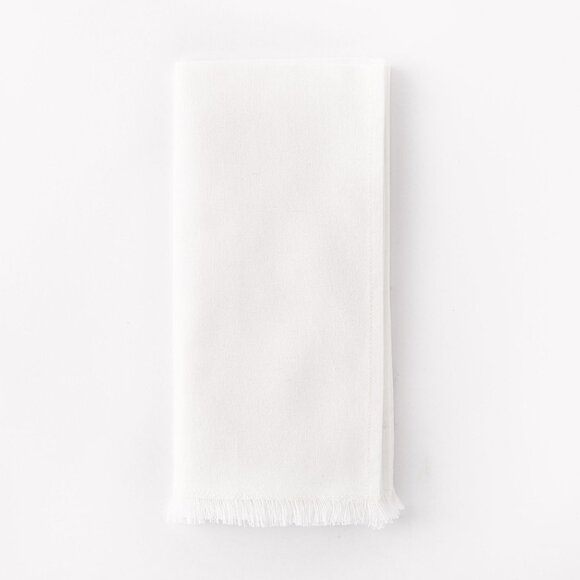 WEST ELM | NEW | Frayed Edge Napkin, White, Set of 16 - Picture 1 of 4